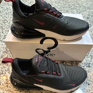 Nike Black and Red Air Max 270 Athletic Sneakers